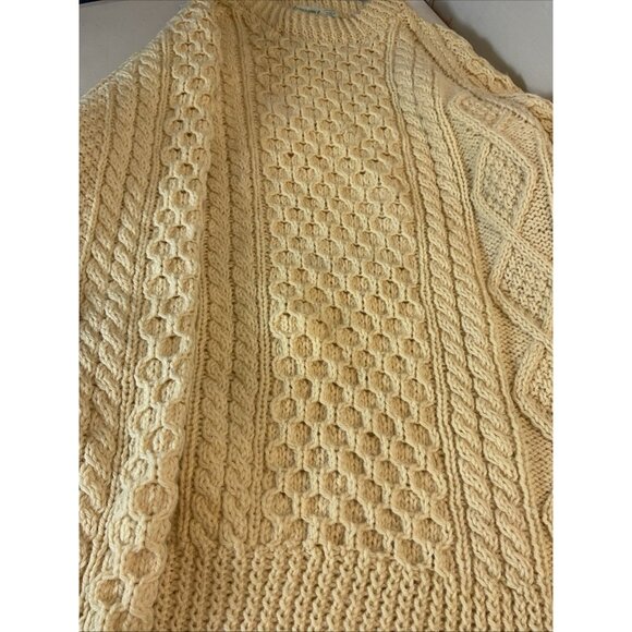 VTG Arranmore Irish Wool fisherman Sweater Ivory‎ Chunkly knit Mens LG - Picture 5 of 7